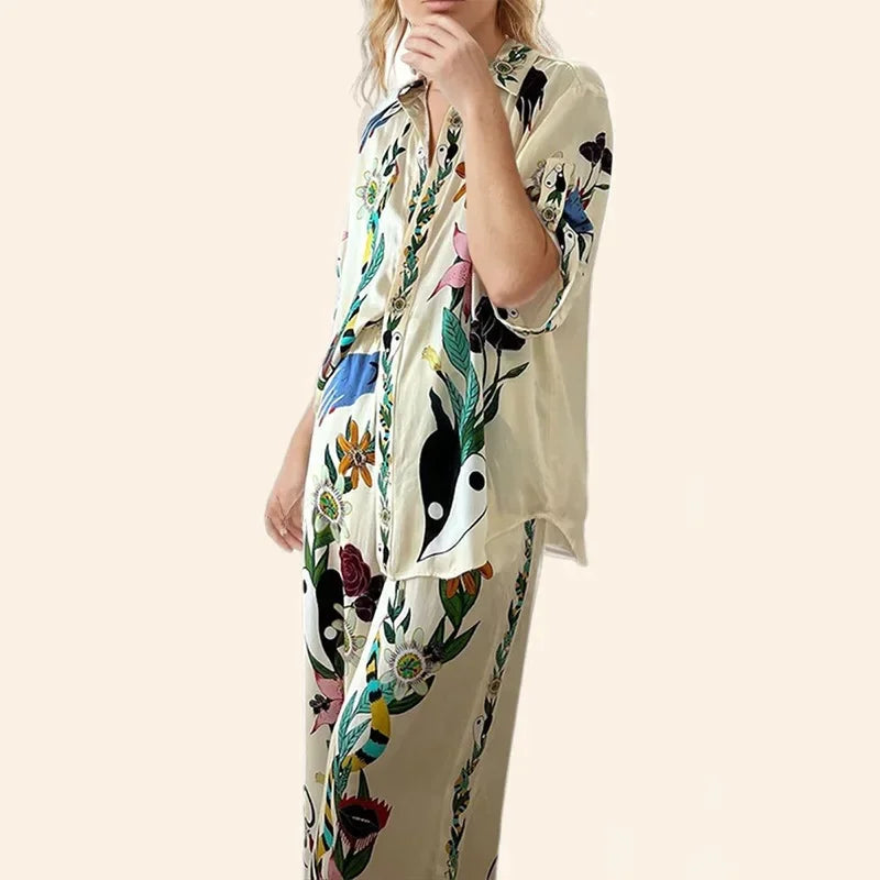 Vibrant Colorblock Wide-Leg Two-Piece Set