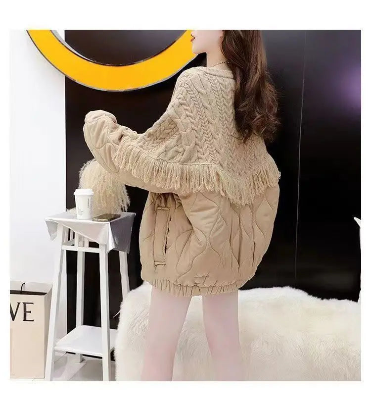 TasselEase Spliced Knit Winter Cardigan