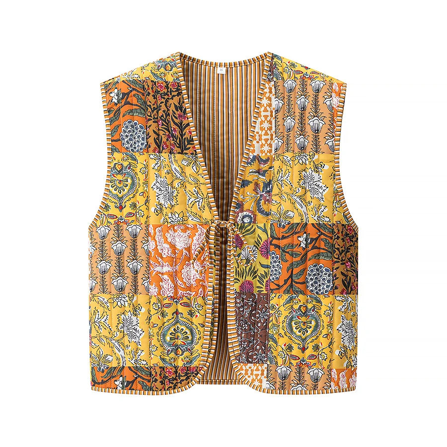 Chic Contrast Lace-Up Crop Vest