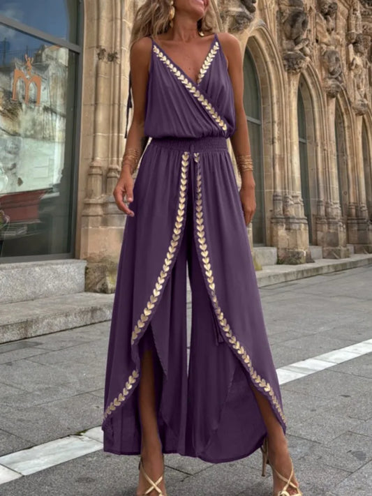 Golden Hour Elegance V-Neck Romper