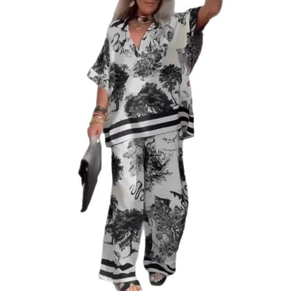 Vista Bloom V-Neck Pants Set