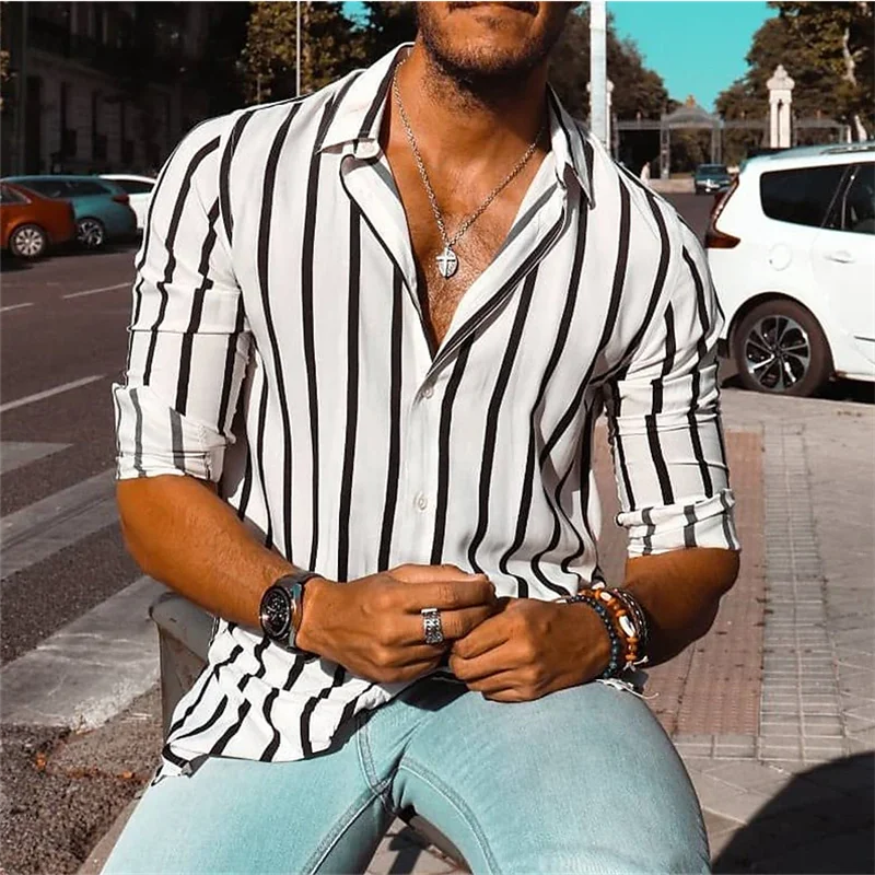 Striped Comfort Lapel Resort Shirt