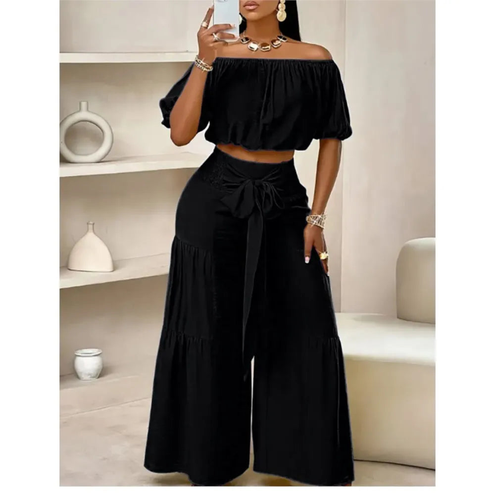 Luxe Curve One-Shoulder Pants Set