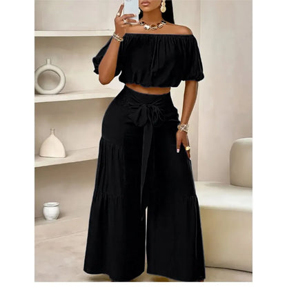 Luxe Curve One-Shoulder Pants Set