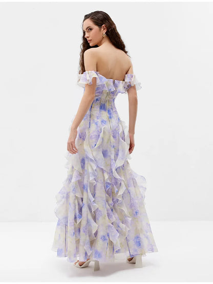 Parisian Breeze Off-Shoulder Maxi Dress