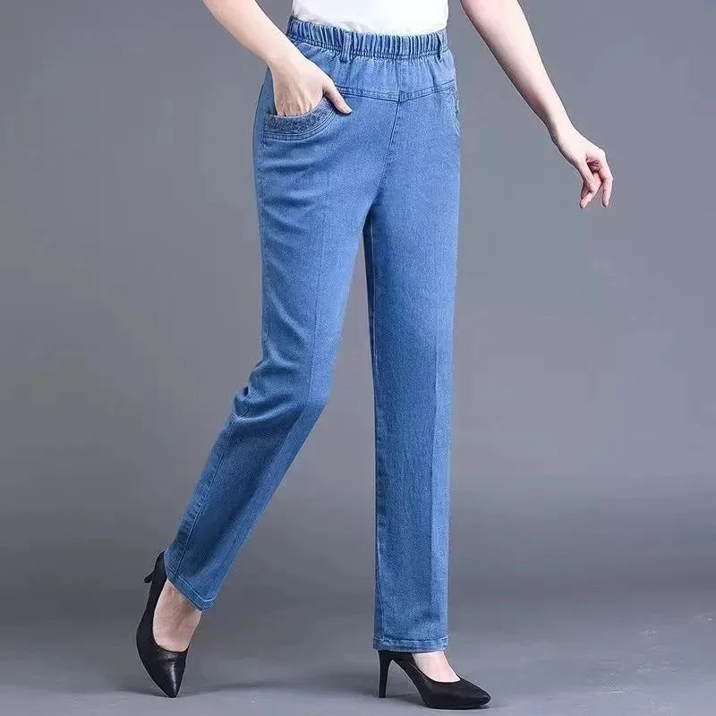 Blossom Ease Embroidered Mom Jeans