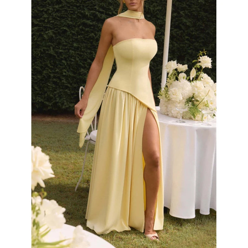 Midnight Charm Strapless Party Dress