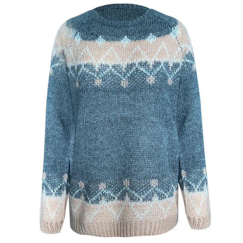 Warm Print Knit Winter Sweater