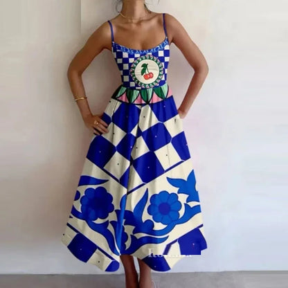 Fish & Shrimp Print Maxi Dress