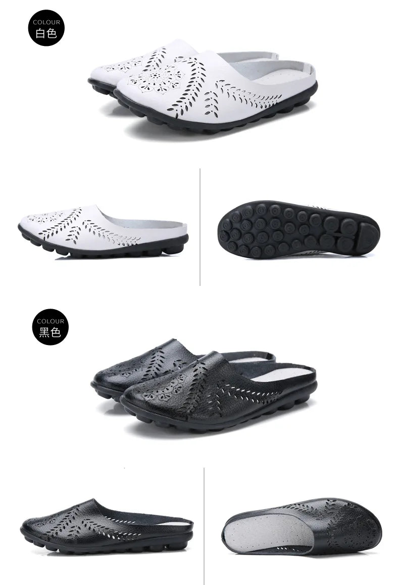 Breezy Chic Leather Slip-On Mules