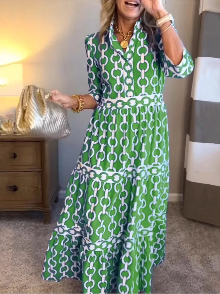 Geometric Print Maxi Dress