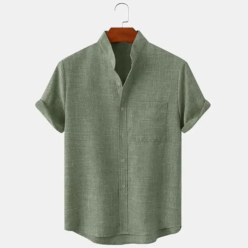 Linen-Blend Casual Lapel Shirt