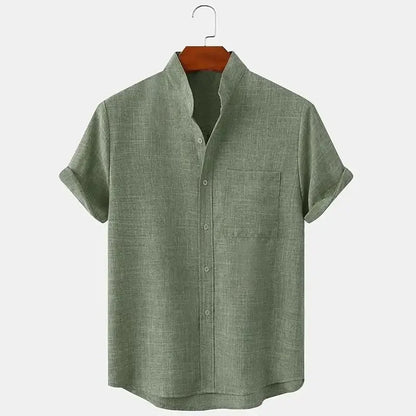 Linen-Blend Casual Lapel Shirt