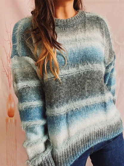 Cozy Gradient Stripe Knit Sweater