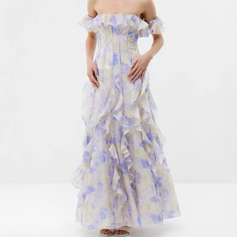 Parisian Breeze Off-Shoulder Maxi Dress