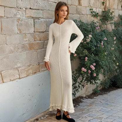 Elegant Knit Ruffle Dress