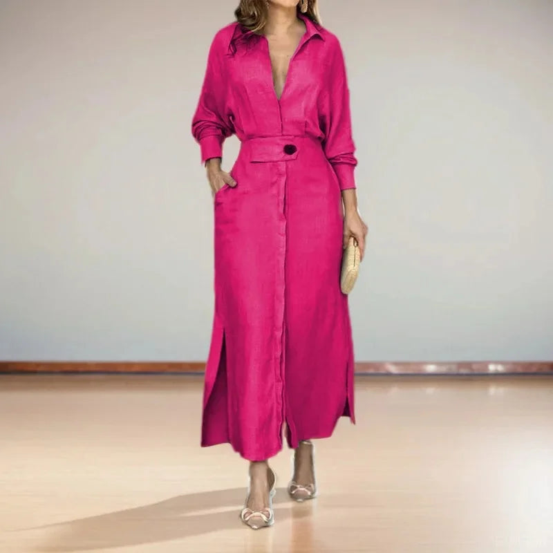 Elegance Defined Lapel Office Maxi Dress