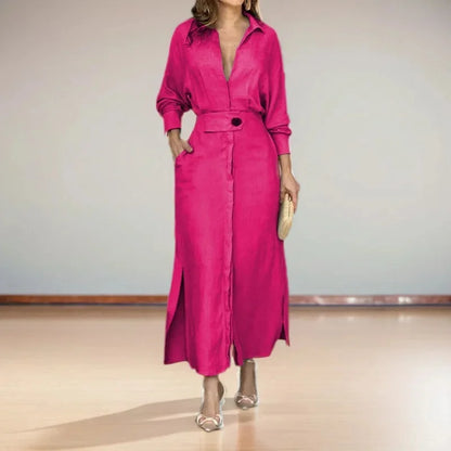 Elegance Defined Lapel Office Maxi Dress