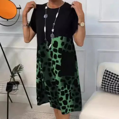 Leopard Print A-Line Midi Dress