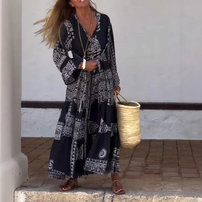 Boho Spirit Ethnic Print Maxi Dress