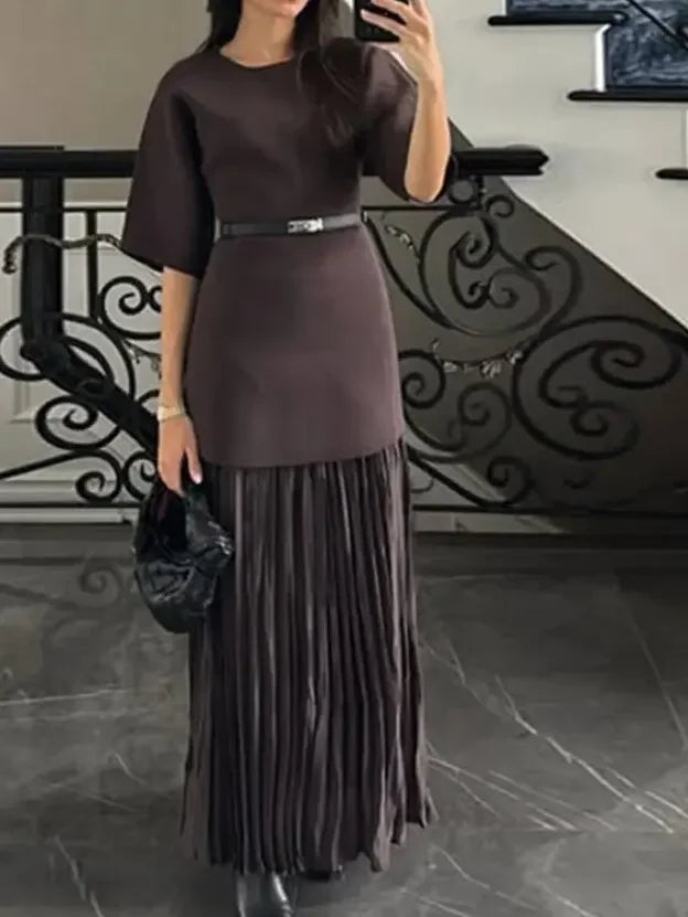 Elegant Pleated Tulle Patchwork Dress