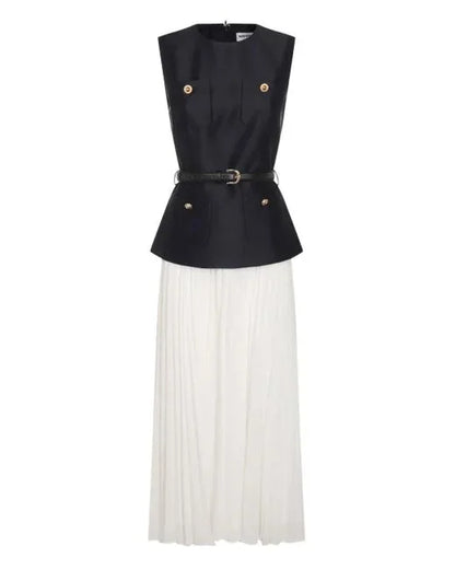 Chic Contrast Peplum Skirt Set
