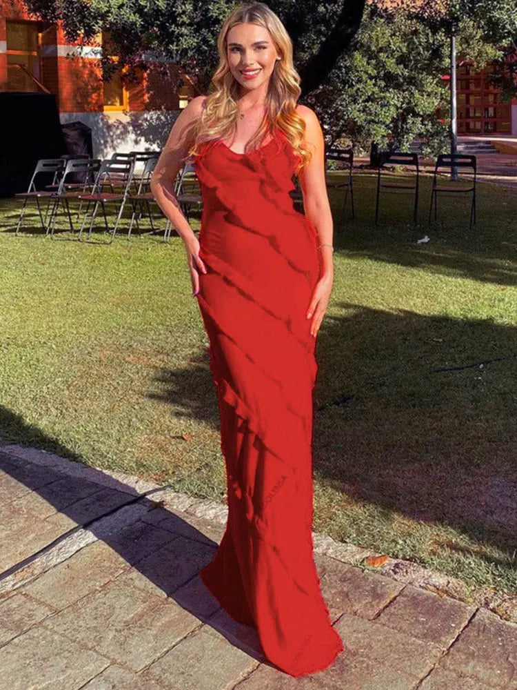 Open-Back Slimming Maxi Dress