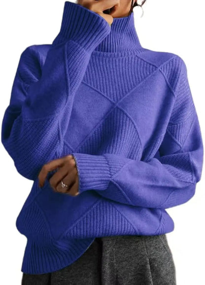 High Collar Sweater  Pure Color Diamond