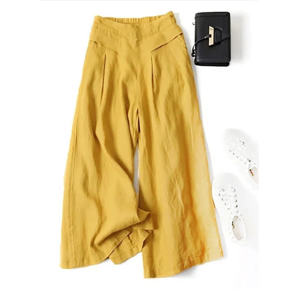 Art Ease Cotton Linen Wide Leg Pants