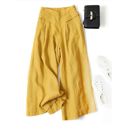 Art Ease Cotton Linen Wide Leg Pants
