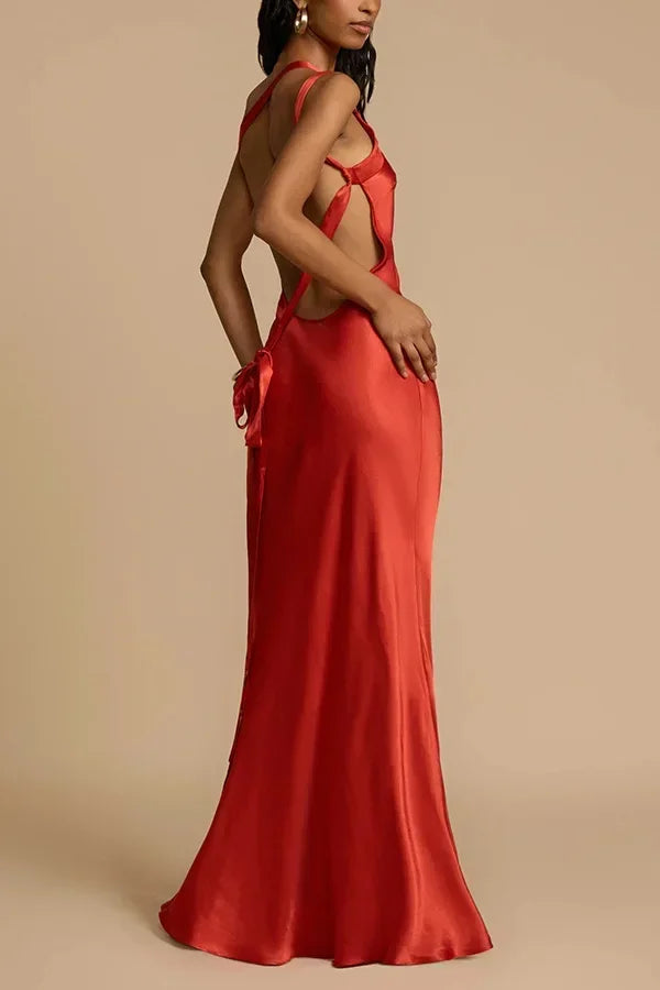 Crimson Allure One-Shoulder Maxi Dress