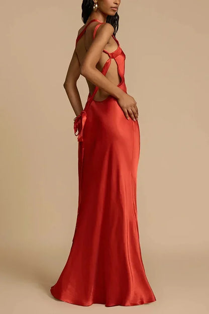 Crimson Allure One-Shoulder Maxi Dress