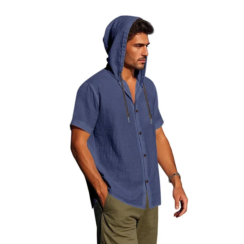 Lightweight Linen Hooded Summer Shirt
