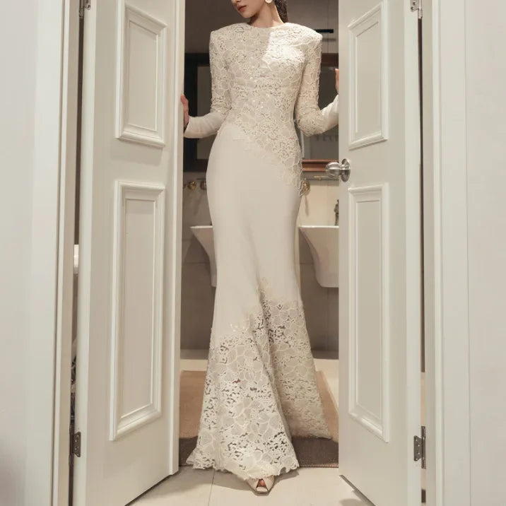 Lace Enchant Vintage Mermaid Gown