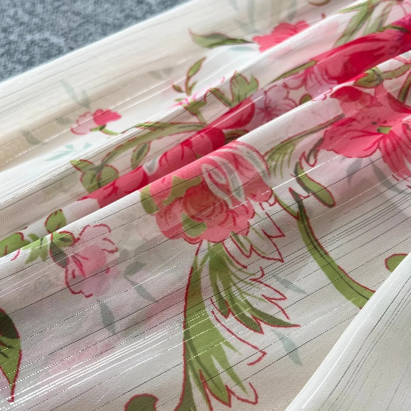 Silk Chiffon Floral A-Line Dress