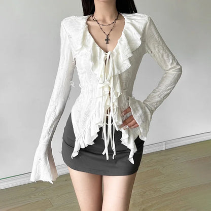 Ruffle Charm Irregular Street Blouse