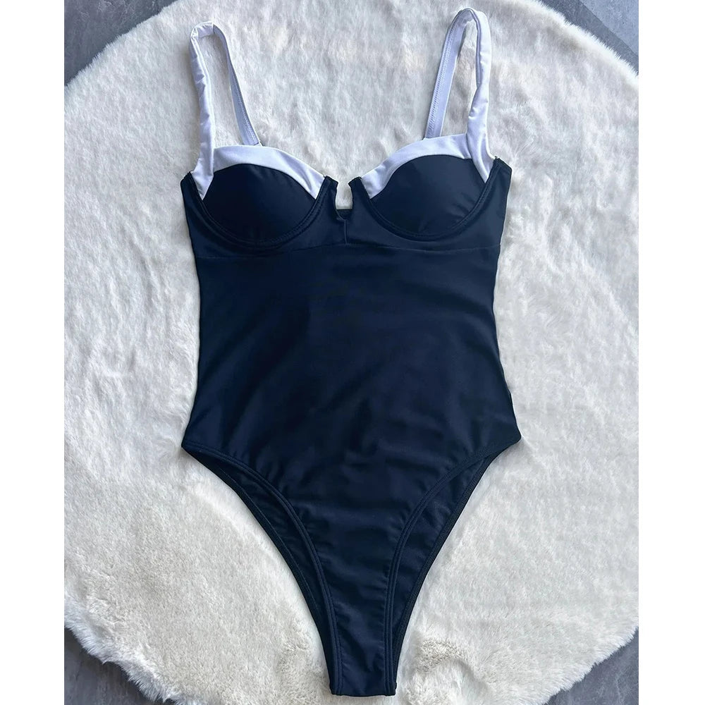 Patchwork Push-Up One Piece Swimsuit