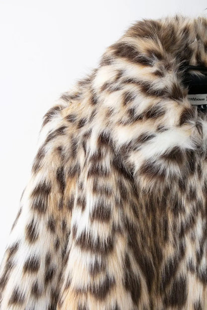 Lapel Luxe Leopard Faux Fur Coat