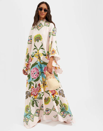Vintage Muse Printed Maxi Dress