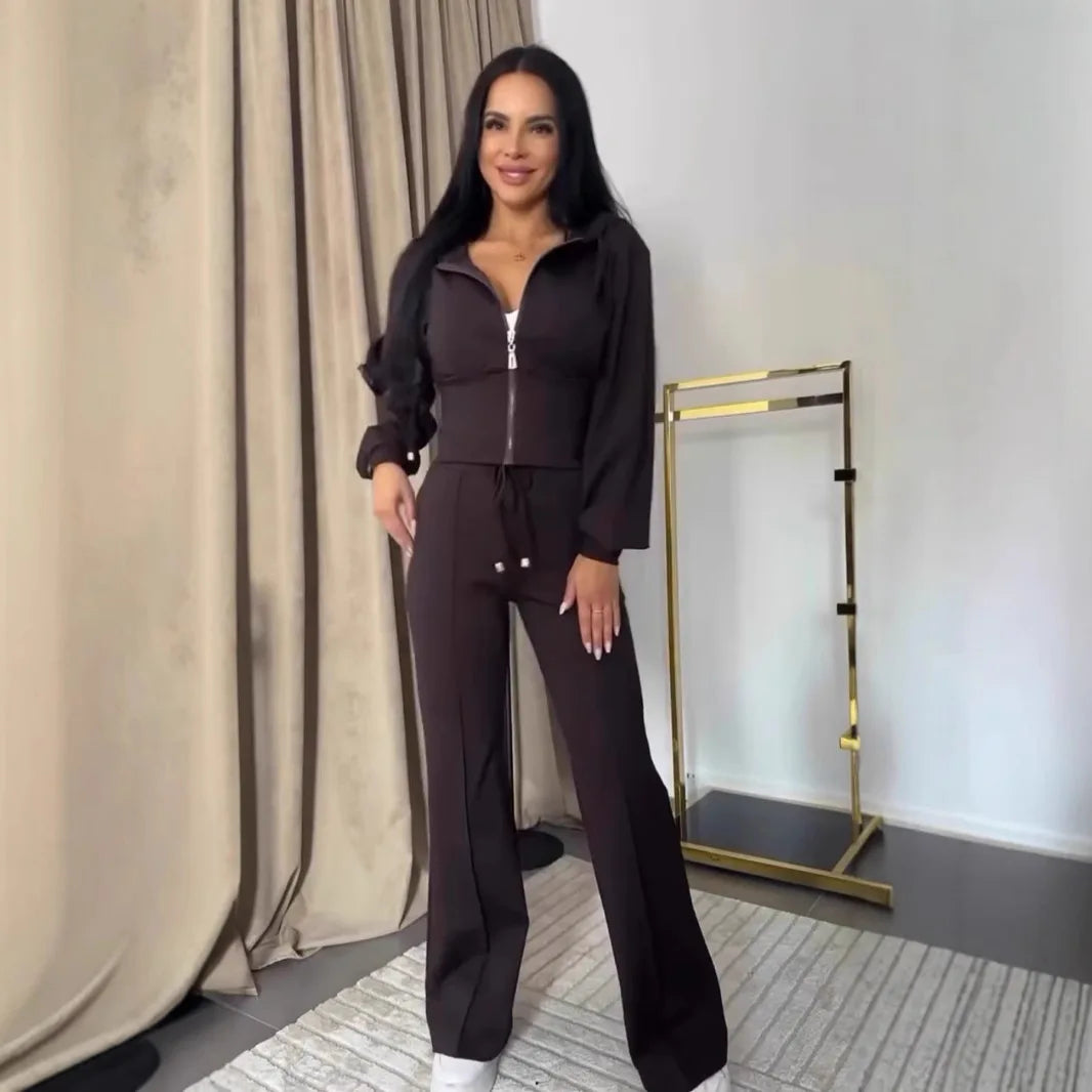 Hooded Zipper Sweatsuit Set