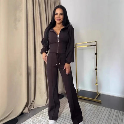 Hooded Zipper Sweatsuit Set