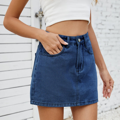 Retro High Waist Denim Mini Skirt
