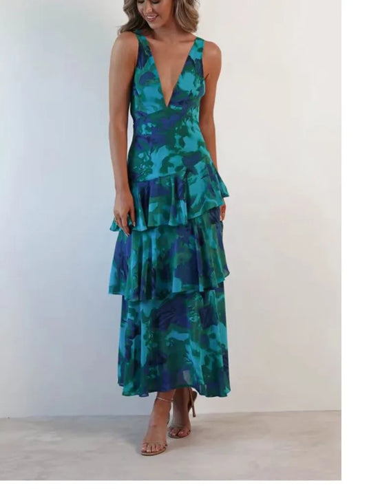 Breezy Halter Neck Ruffle Beach Dress