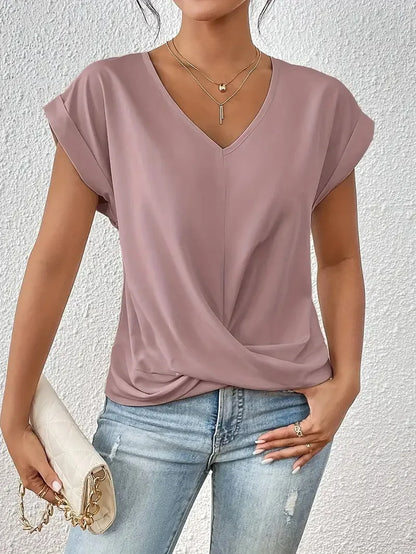 Irregular Knot V-Neck Tee