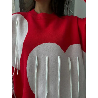 Playful Heart Tassel Sweater