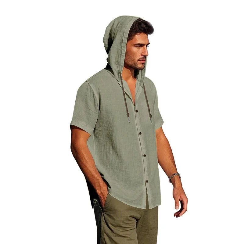 Lightweight Linen Hooded Summer Shirt