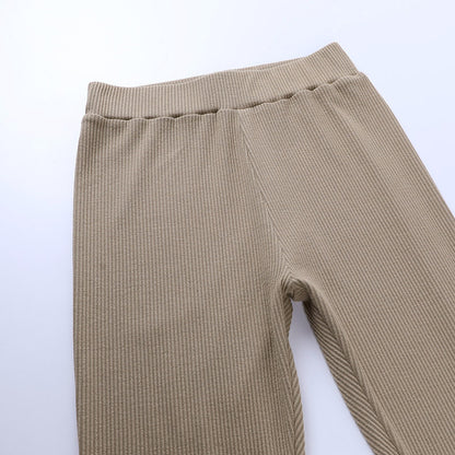Beige Ribbed Knit Leggings
