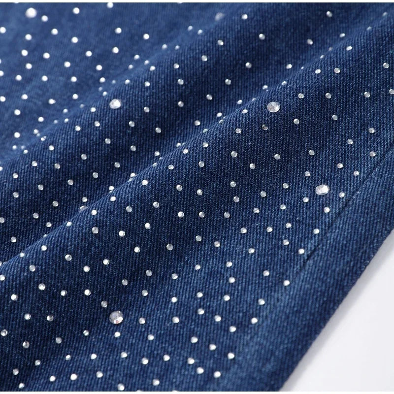 Spark Denim Rhinestone Straight Jeans