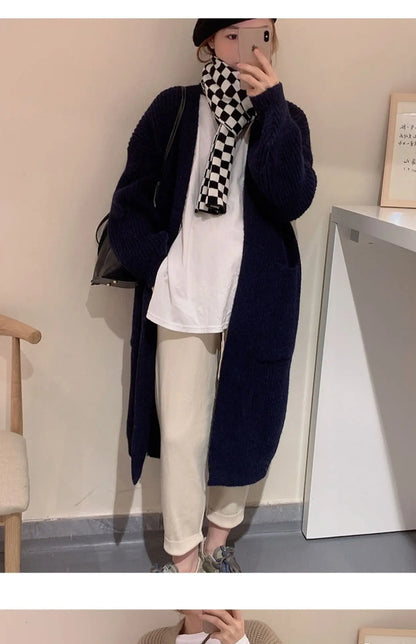 Plush Wave Maxi Knit Pocket Cardigan