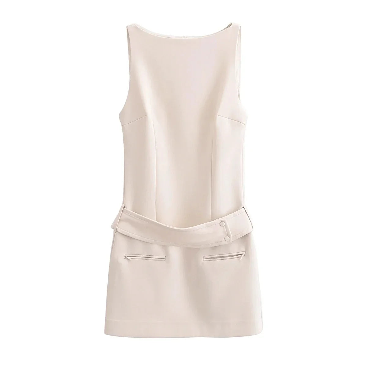 Chic Belted Sleeveless Cropped Dress